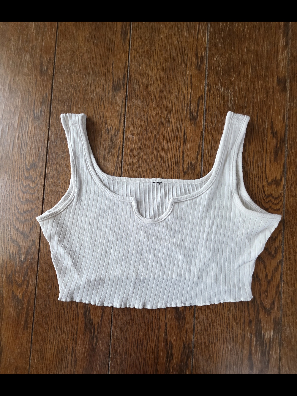White Ribbed Scoop-Notch Crop Top